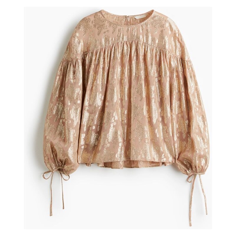 H&M - Oversized halenka z žakárové tkaniny - Béžová/Vzor