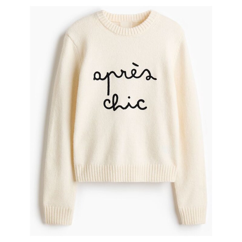 H&M - Svetrs žakárovým motivem - Krémová/Après Chic