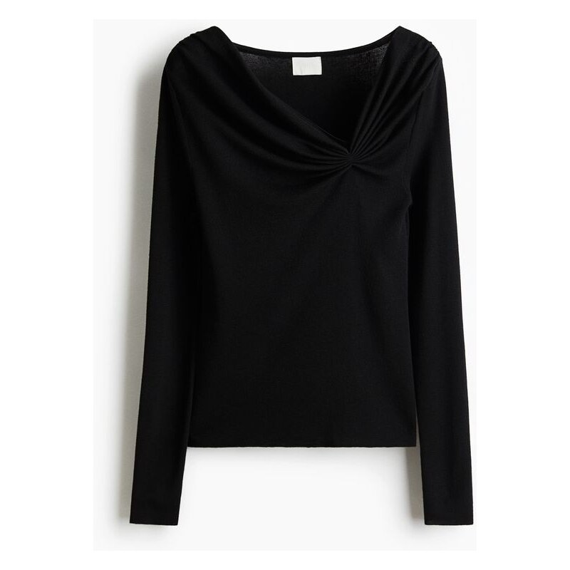 H&M - Řasený top z viskózové směsi - Černá