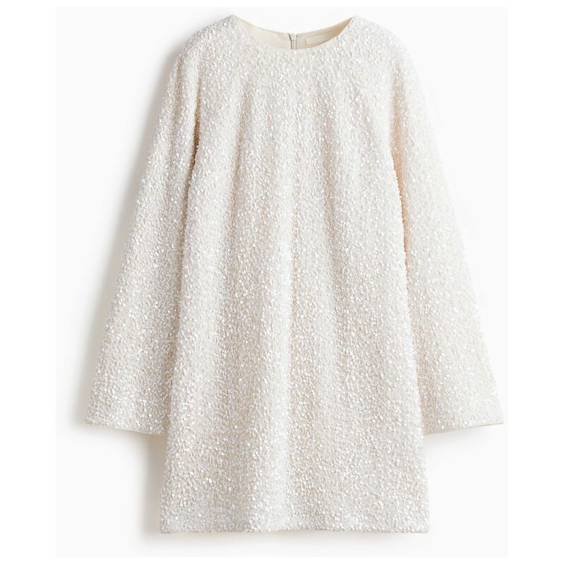 H&M - Flitrové mini šaty - bílá 109793264