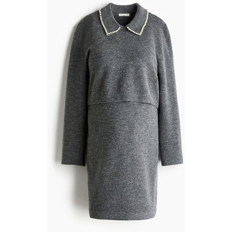 H&M - MAMA Dvoudílná pletená souprava - šedá 109793267