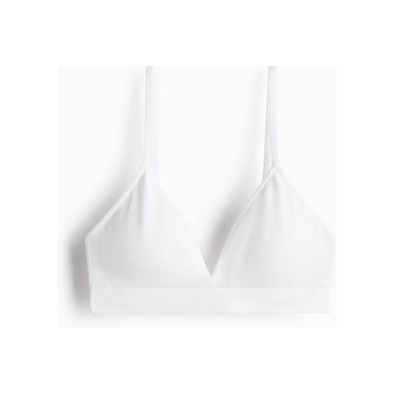 H&M - Bezešvá vyztužená měkká podprsenka - bílá 108134594