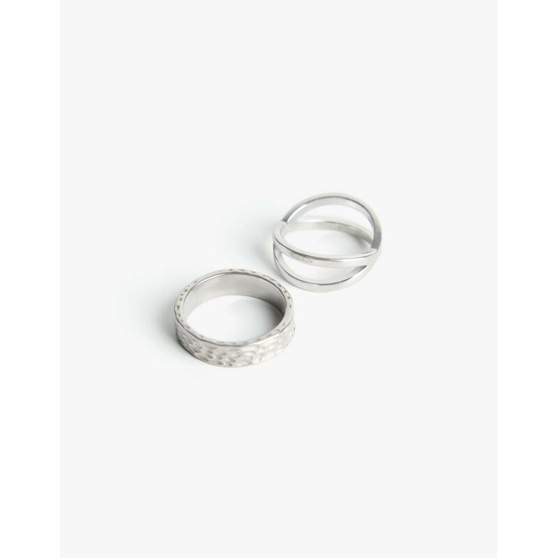 Bershka 2-pack of rings in silver 109821290