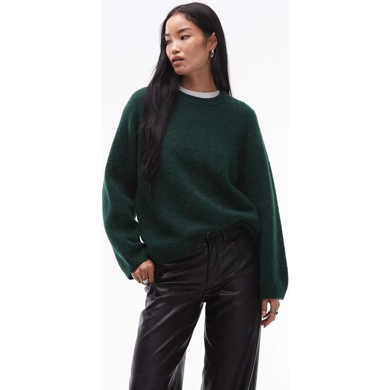 ARKET super soft alpaca and wool relaxed sweater in green 115517519