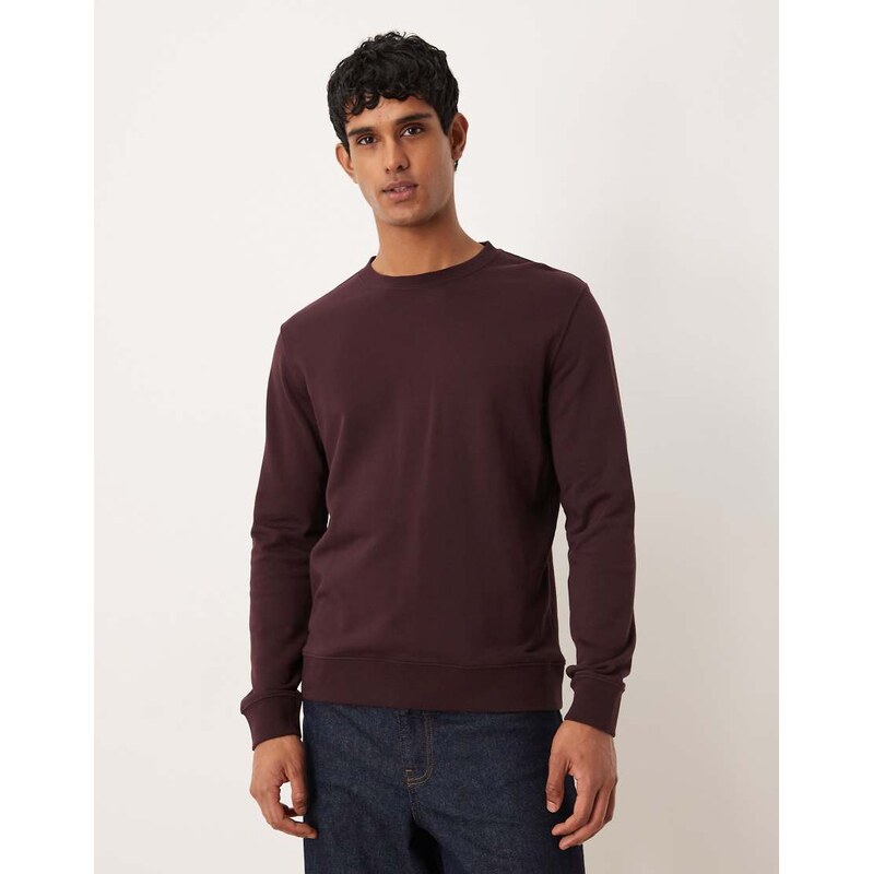 ARKET relaxed terry sweatshirt with crew neck in burgundy-Red
