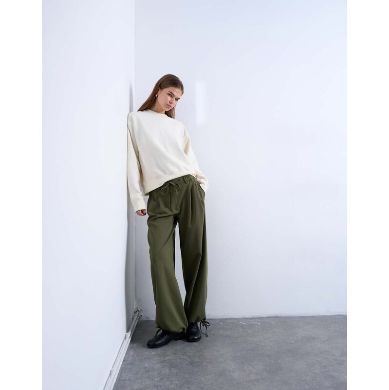 Topshop tailored balloon leg jogger in olive-Green