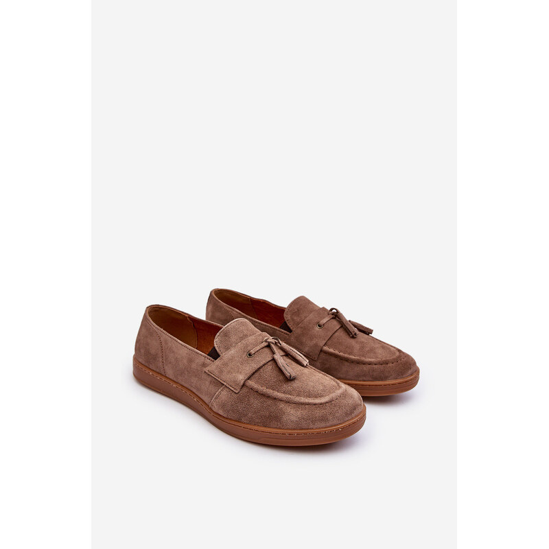 Pánské semišové mokasíny polobotky model 21641503 hnědé - Zazoo