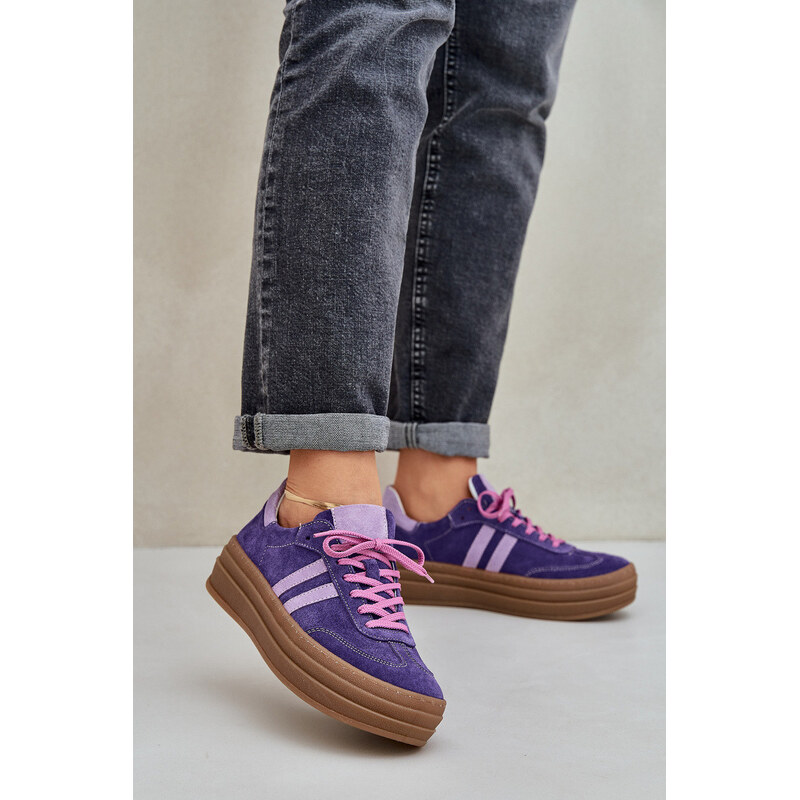 Zazoo N1068S4 Dámské semišové sneakersy na platformě tmavě