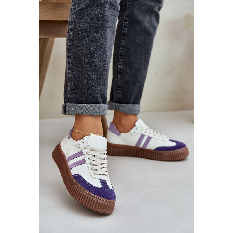 Zazoo N1068 Kožené Nízké Sneakersy Dámské Na Platformě Bílé 109813645