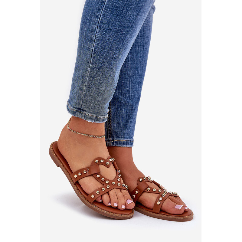 Zdobené Ploché Sandály Dámské Camel model 21685798 - Boto