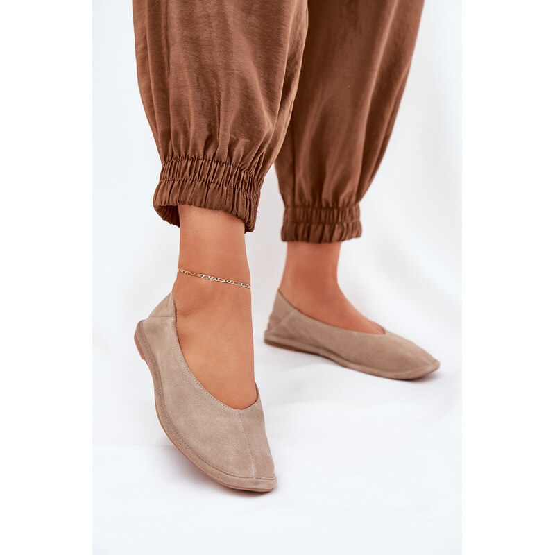 Big Star Shoes Semišové Dámské Baletky Big Star RR274082 Béžové 109814048