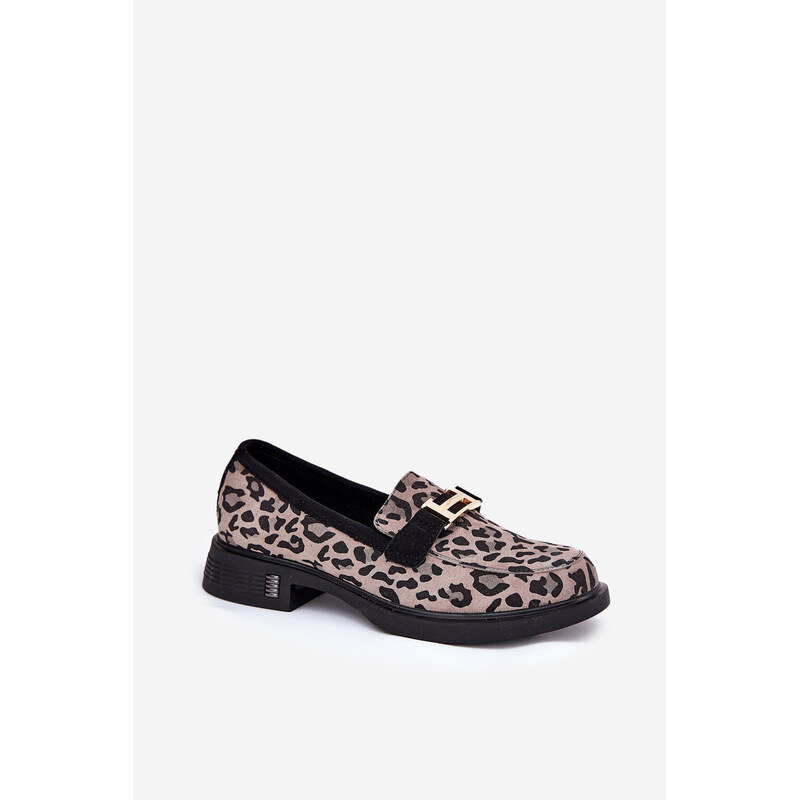Kožené Lakované Mokasíny Leopard model 21691286 Černé - VINCEZA