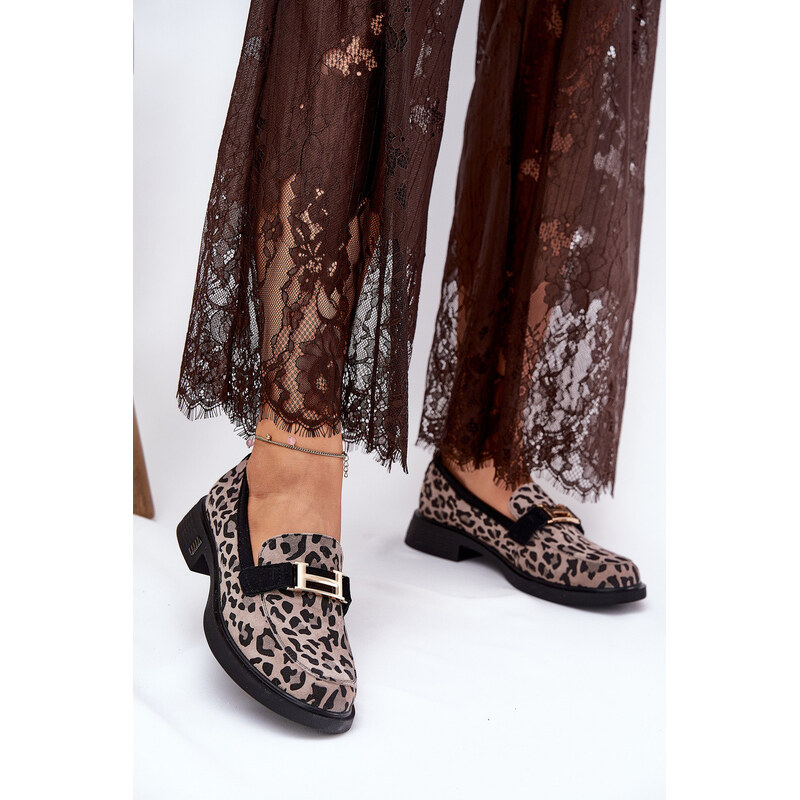 Kožené Lakované Mokasíny Leopard Vinceza 66790 Černé 109814096