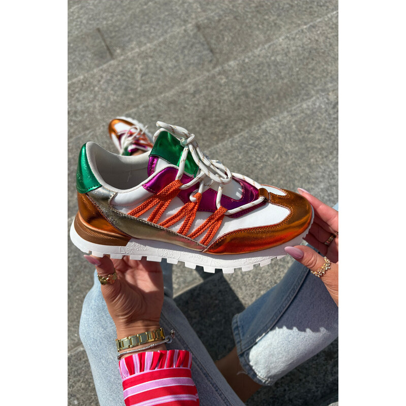 Kožené Polobotky Tenisky Dámské model 21693239 Multicolor -