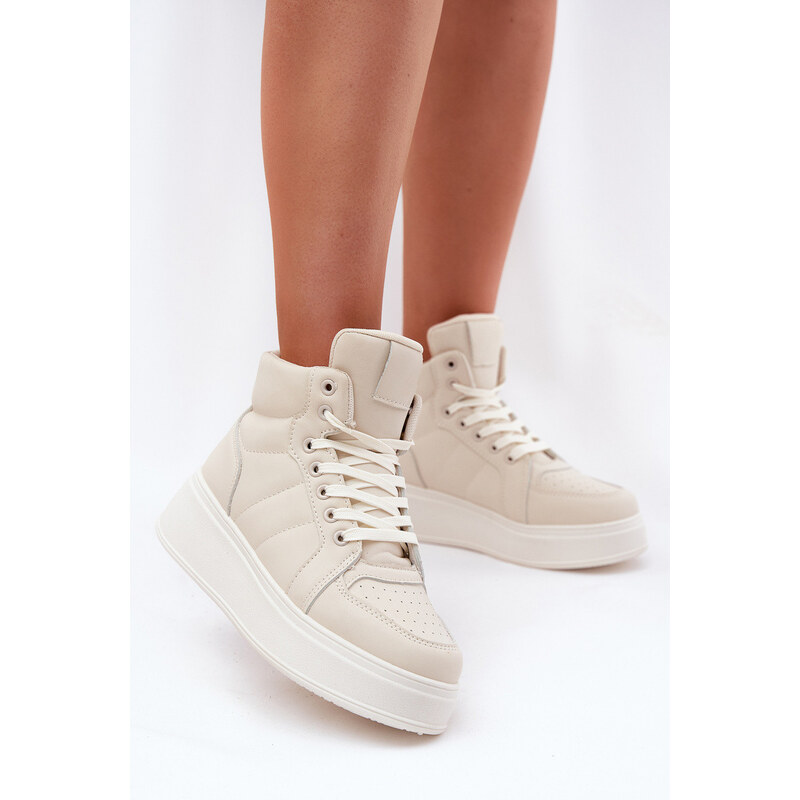 EVENTO Vysoké dámské sneakers na platformě béžové Tillive 109814293