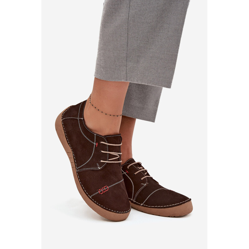 Kožené dámské polobotky s hnědé model 21710426 - Artiker