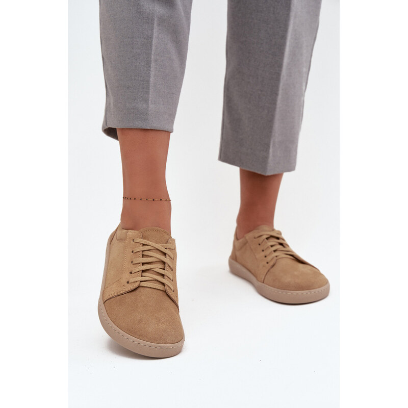 Barefoot typ tenisky z přírodního semiše Zazoo 314 béžové 109816013