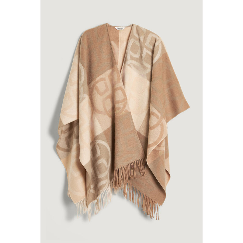 PONČO GANT WOOL MONOGRAM PONCHO WARM KHAKI 109817474