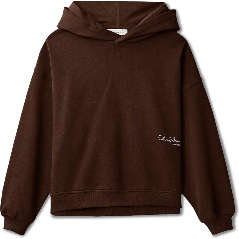 Calvin Klein Jeans Mikina hnědá / bílá