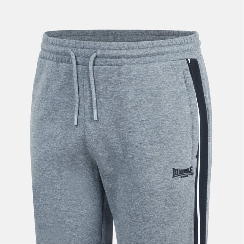 Lonsdale Mens Closed Hem Fleece Joggers Dark Heather