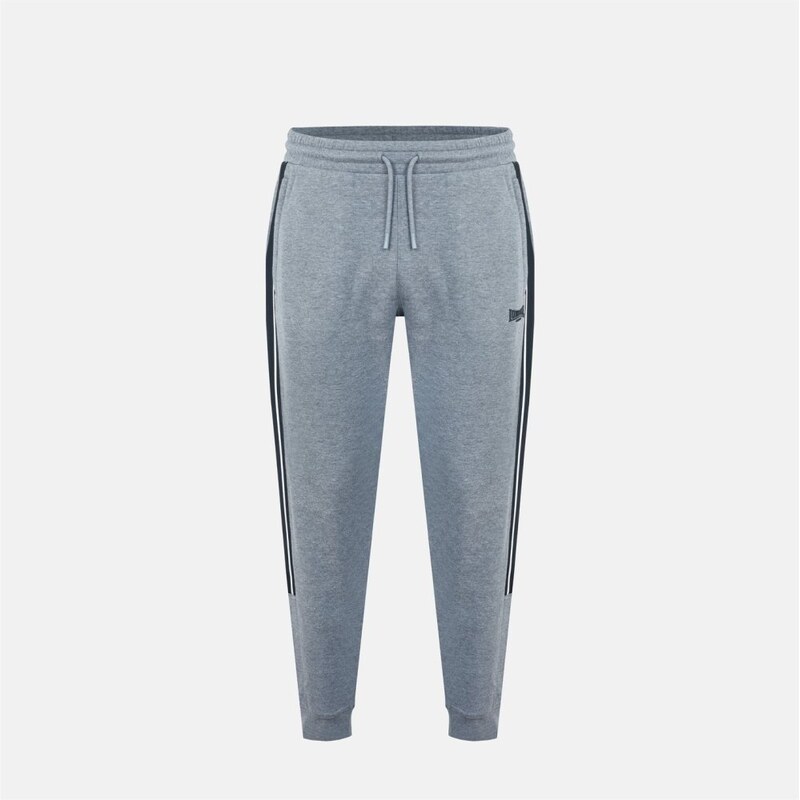 Lonsdale Mens Closed Hem Fleece Joggers Dark Heather