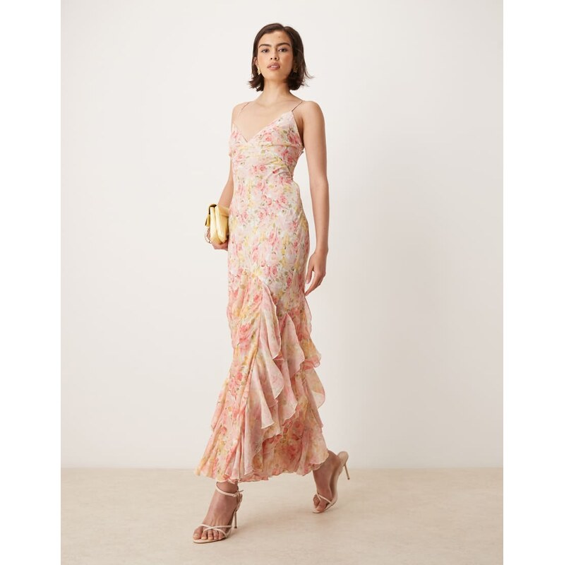 For Love And Lemons For Love & Lemons Elea ruffle maxi dress with lace 114589447