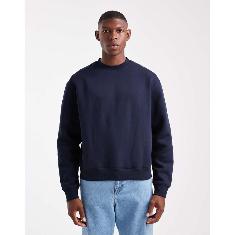 ASOS DESIGN essentials boxy relaxed sweatshirt in navy