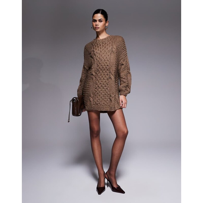 Kiwi & Co Orla hand knitted cable knit balloon sleeve mini jumper 109837577