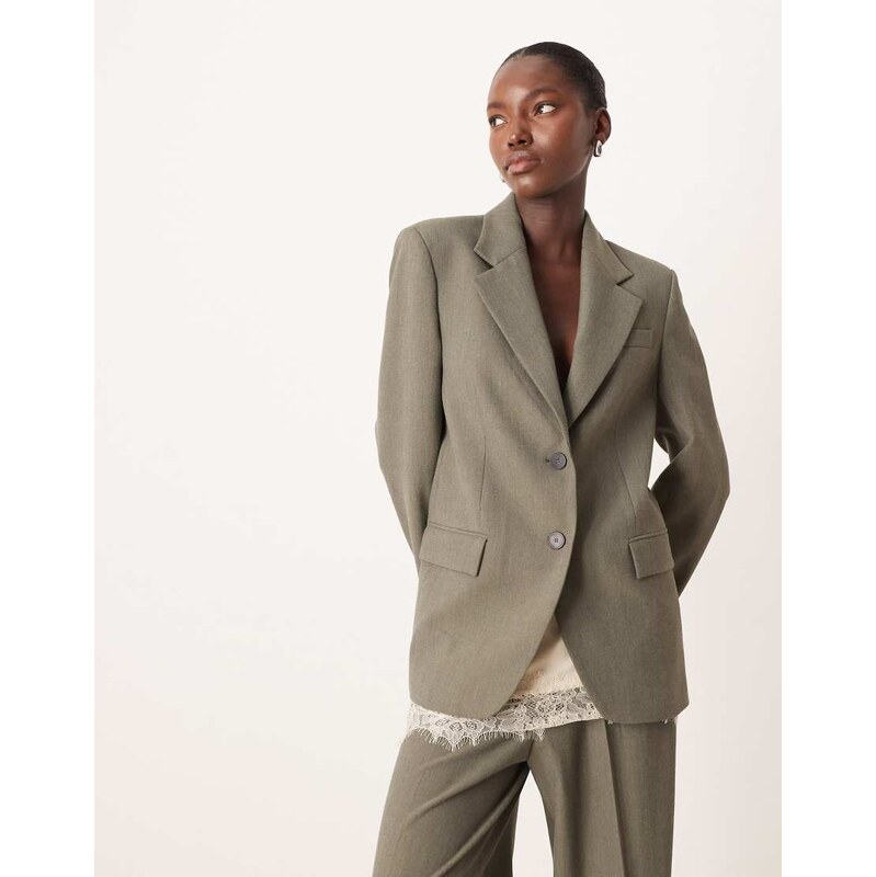 Mango Napoli oversized blazer co-ord in green