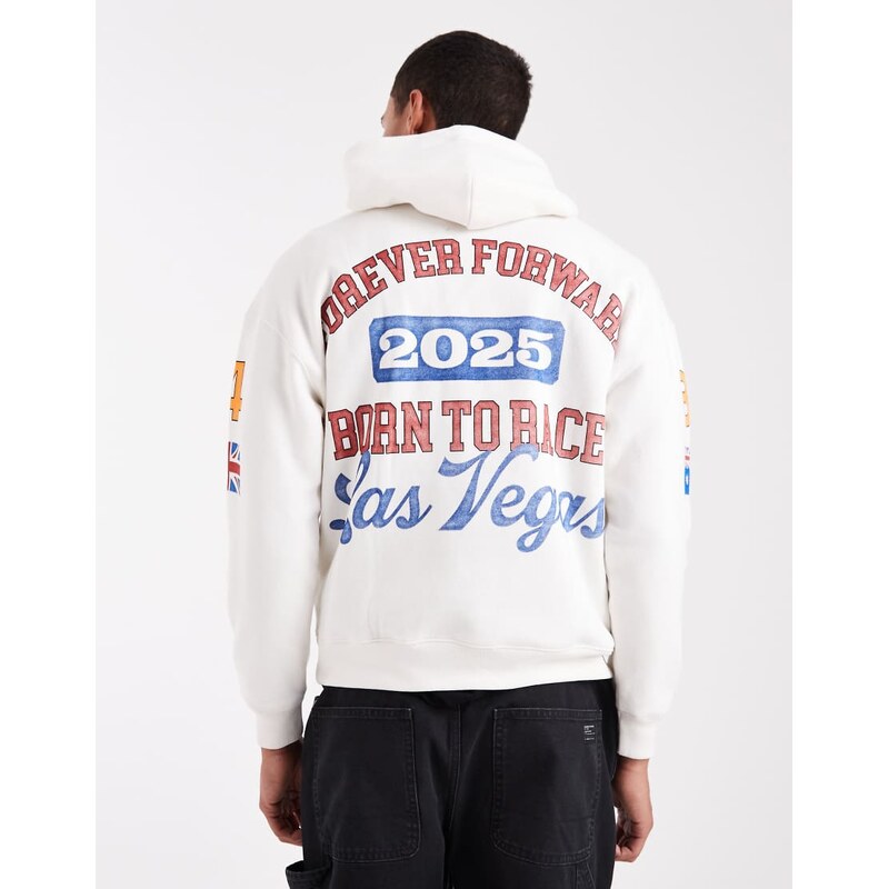 Hollister boxy f1 graphic hoodie in white
