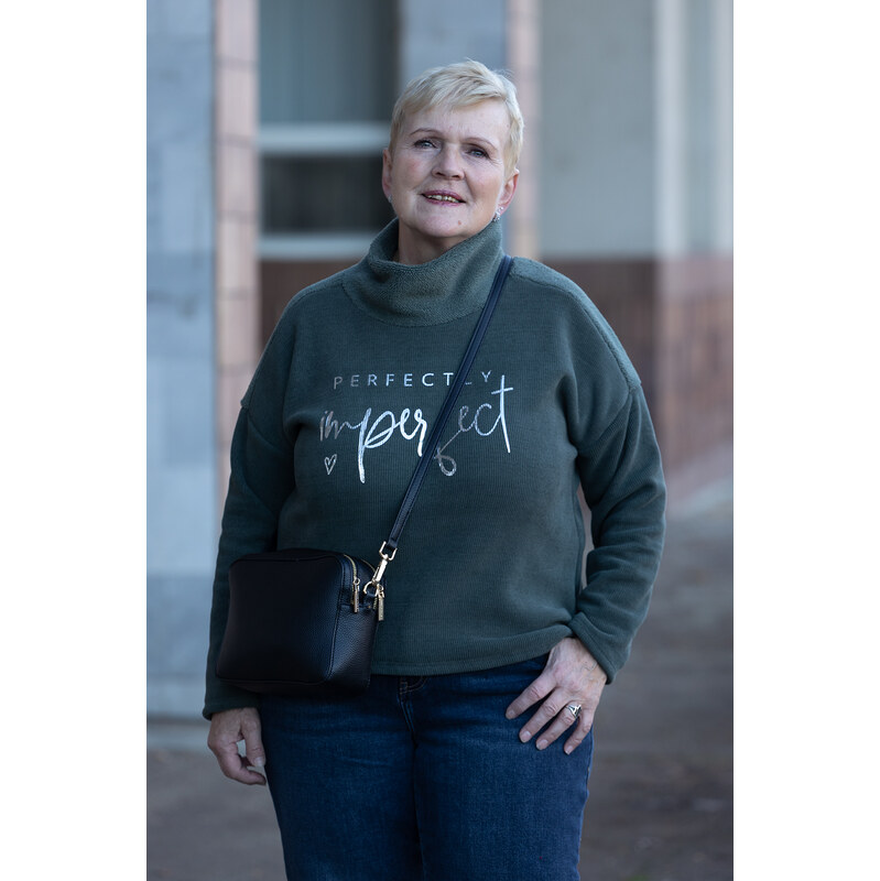 Italy fashion Plyšová mikina PERFEKTA Barva: Khaki, Velikost: