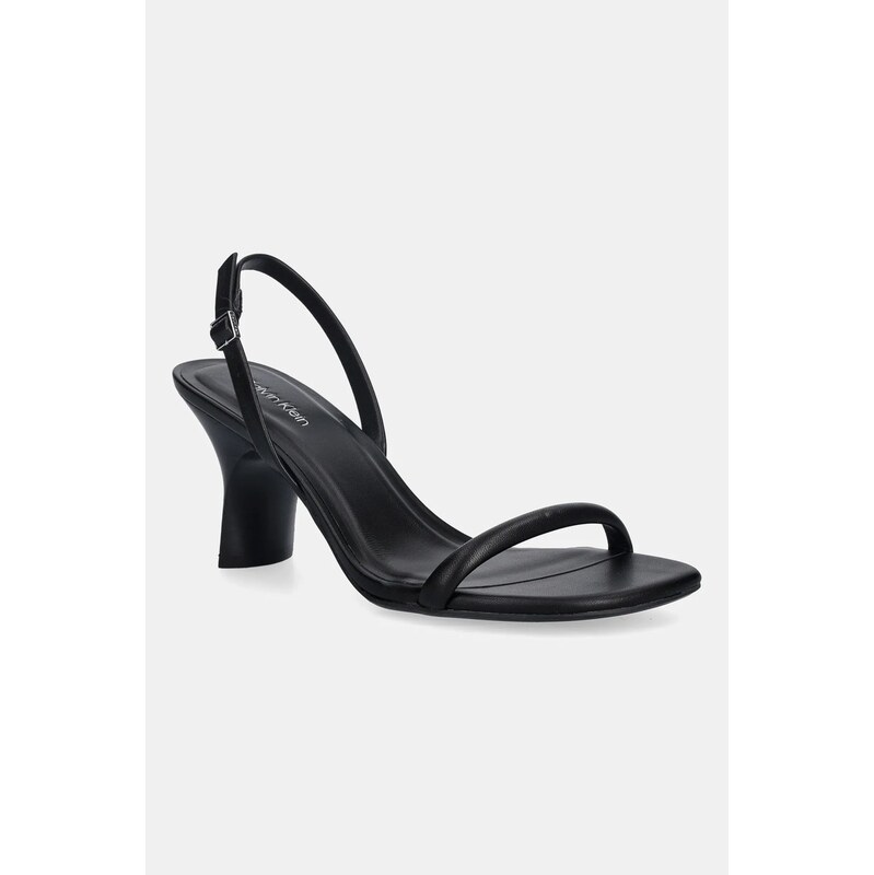 Kožené sandály Calvin Klein SCULPT KITT HEEL STRAPPY LTH 109855835