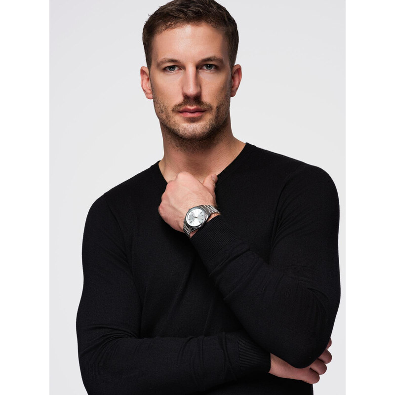 Ombre Classic mens sweater with round neckline - black