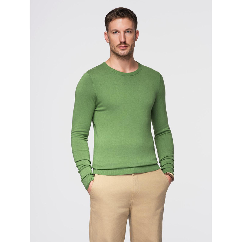 Ombre Classic mens sweater with round neckline - green