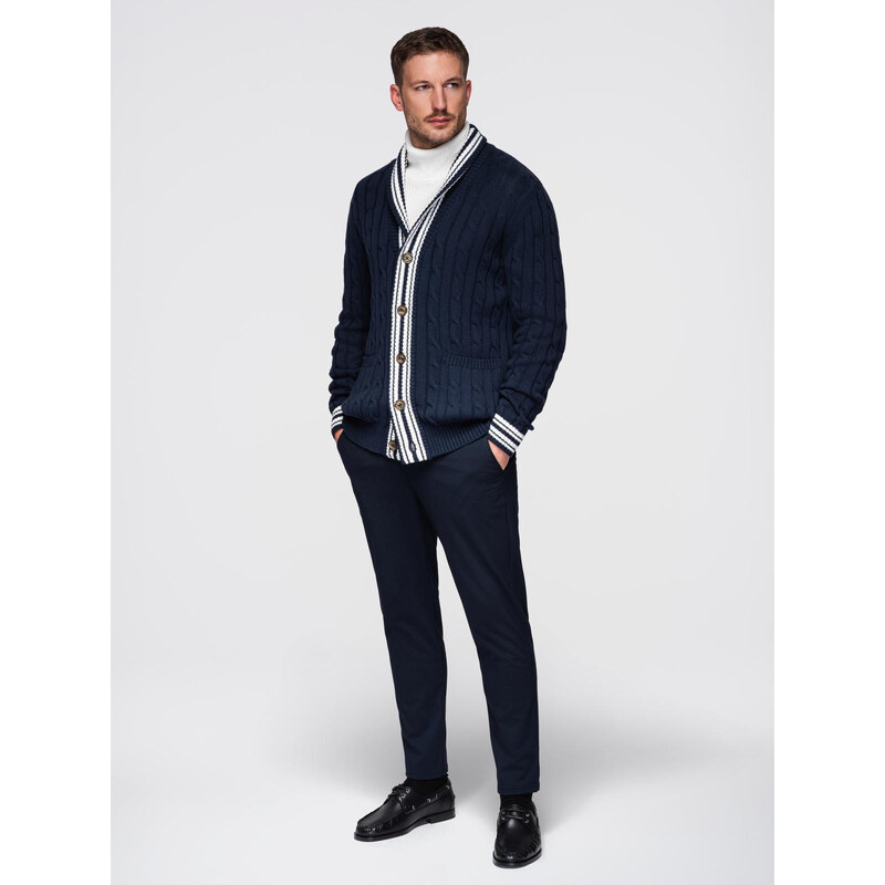 Ombre Mens cardigan sweater with shawl collar in preppy style -