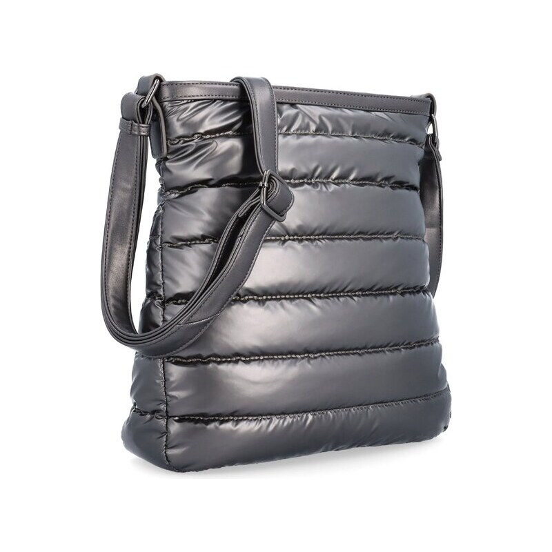 Moderní lesklá crossbody kabelka Famito 4382 TI šedá 109829267