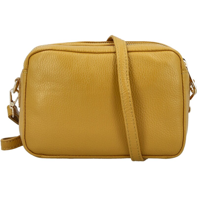 Delami Vera Pelle Módní dámská kožená crossbody kabelka Elpida, žlutá 109835350