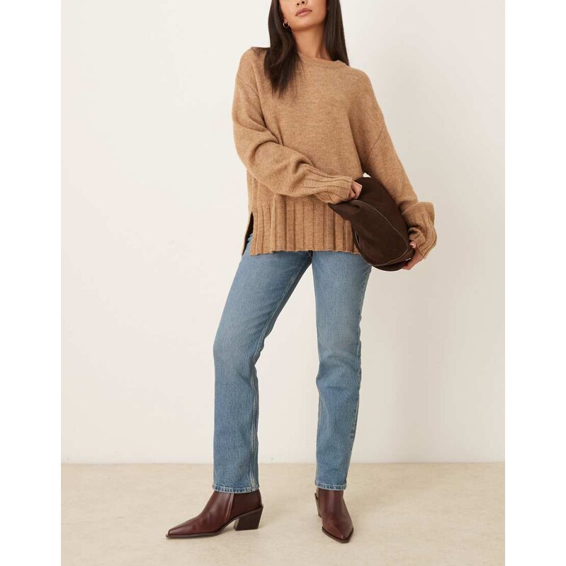 Abercrombie & Fitch curve love mid rise straight jeans in mid
