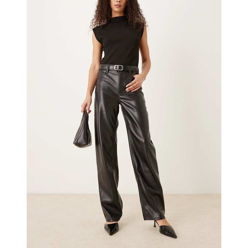 Abercrombie & Fitch faux leather high rise 90s relaxed trousers