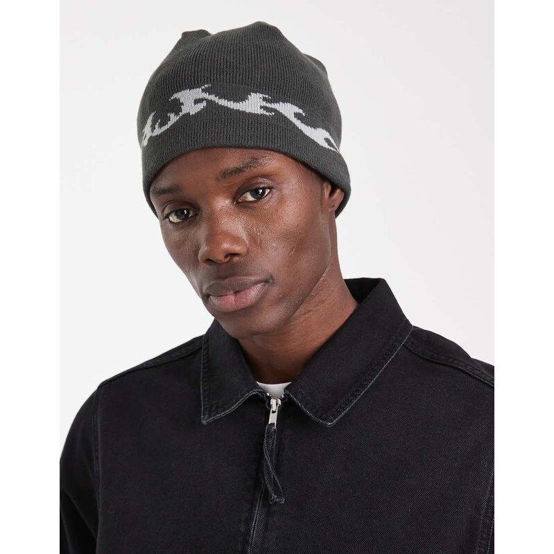Hollister skull beanie in dark grey-Brown