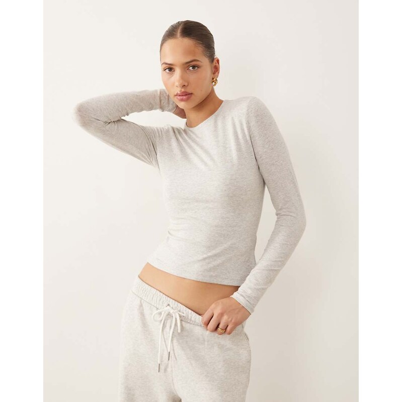 Abercrombie & Fitch long sleeve baby tee in grey 115548096
