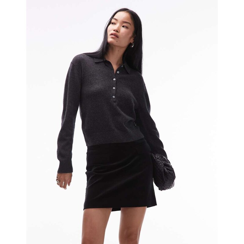 ARKET cotton rich velvet mini skirt with front pockets in black