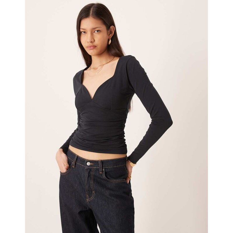 Abercrombie & Fitch sweetheart neck long sleeve top with built