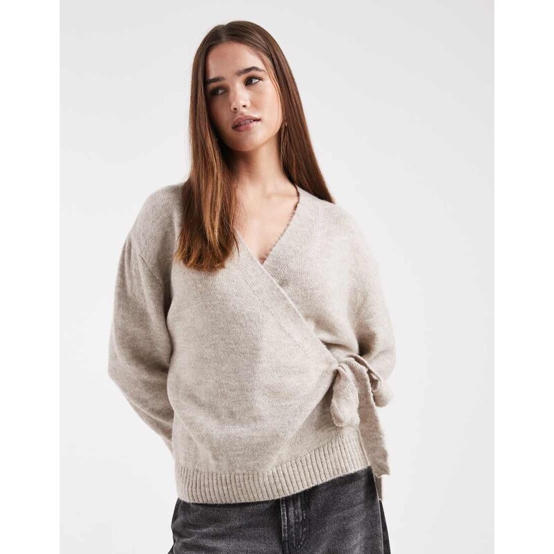 Miss Selfridge tie side knitted wrap jumper-Purple
