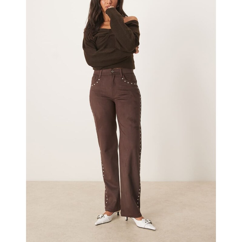 Abercrombie & Fitch vegan suede studded high rise 90s relaxed