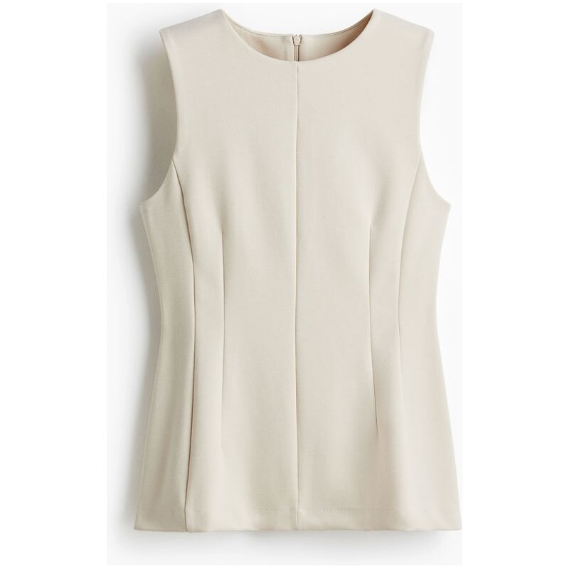 H&M - Top peplum Ponte di Roma - Světle Béžová