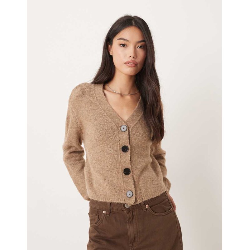 Glamorous v neck button up cardigan in brown