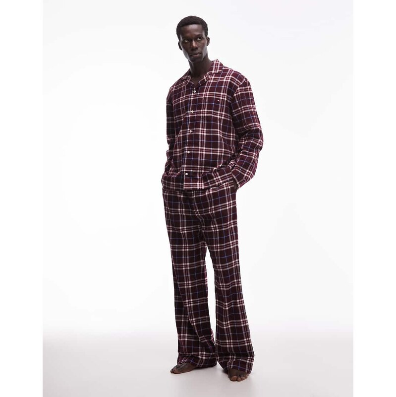 Tommy Hilfiger flannel pyjama set in gift box in red check