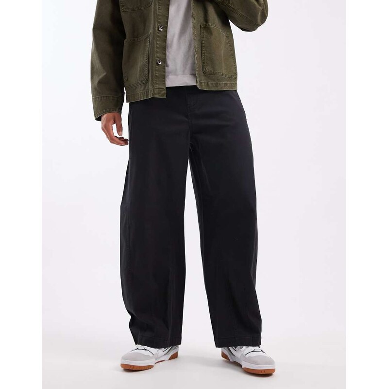 ASOS DESIGN barrel trousers in black with seam details