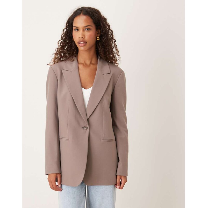 ASOS DESIGN relaxed blazer in dark taupe-Brown